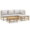 vidaXL 5-delige Loungeset met kussens bamboe lichtgrijs