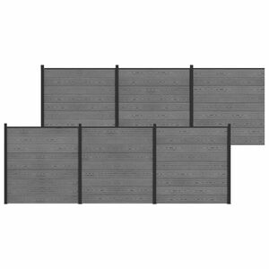 vidaXL Hek set 1045 x 186 cm WPC en Aluminium Grijs