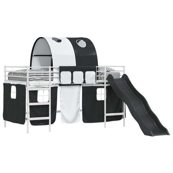 vidaXL Loftbed voor Kids Wit en zwart 99,5 x 200 cm Metaal