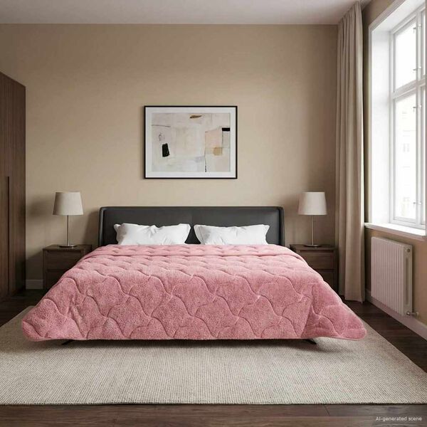 vidaXL Winter Dekbed Roze 220 x 240 cm Microfiber en Teddy fleece