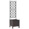 vidaXL Tuinplantbak met schutting en wielen Bruin 40 x 40 x 149 cm PP