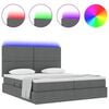 vidaXL Bed met LED-striplichten Donkergrijs 180 x 200 cm Stof