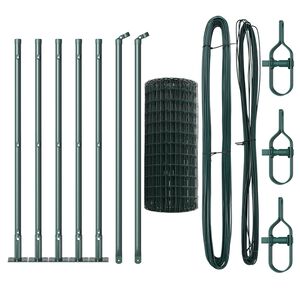 vidaXL Hek met Paal Groen 0,4 x 10 m Staal en PVC