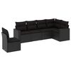 vidaXL 6-delige Loungeset met kussens poly rattan zwart