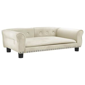 vidaXL Hondenmand 95x55x30 cm fluweel cr&egrave;mekleurig