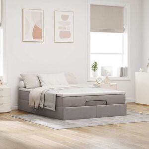 vidaXL Ottoman bed met matras 140x200cm stof taupe