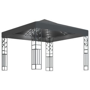 vidaXL Prieel met LED-lichtslinger 3x3 m antracietkleurig