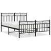 vidaXL Bedframe met hoofd- en voeteneinde metaal zwart 135x190 cm