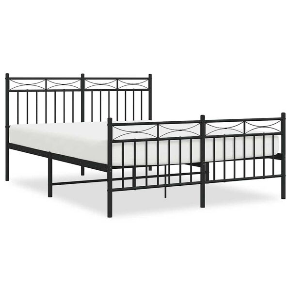 vidaXL Bedframe met hoofd- en voeteneinde metaal zwart 135x190 cm