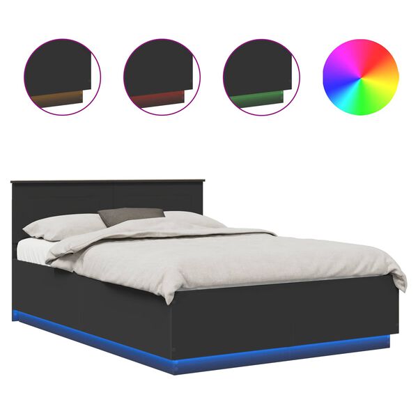 vidaXL Bedframe met hoofdeinde Zwart 150 x 200 cm Bewerkt hout