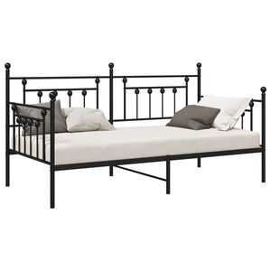 vidaXL Bedframe voor een daybed Zwart 90 x 190 cm Staal