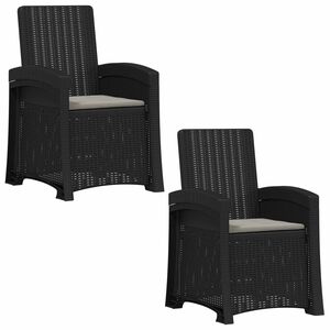 vidaXL Ligstoel in rietenlook 2 pcs Anthraciet en Lichtgrijs PP