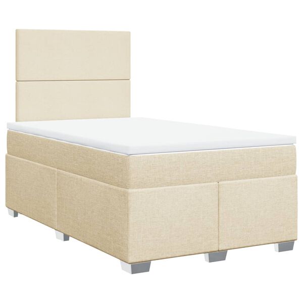 vidaXL Boxspring met matras stof crèmekleurig 120x200 cm