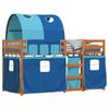 vidaXL Stapelbed met gordijnen 90x190 cm massief grenenhout blauw
