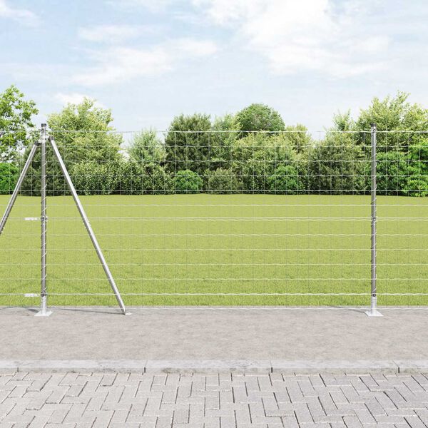 vidaXL Hek met Paal Zilver 1,2 x 10 m Staal