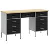 vidaXL Werk kast met lade met slot 3 st Zwart Engineered hout en staal