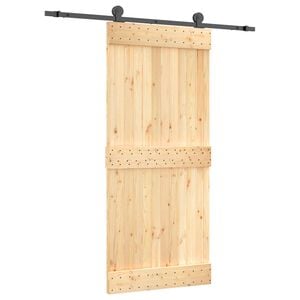 vidaXL Schuifdeur Naturel en Zwart 90 x 210 cm Massief Grenenhout