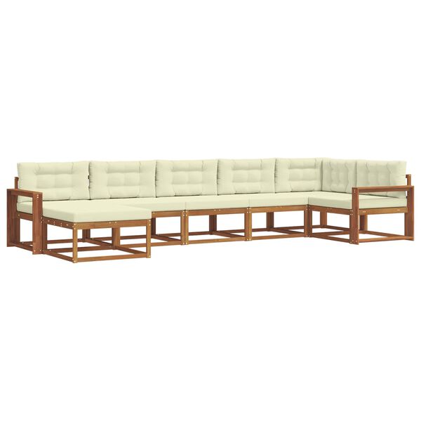 vidaXL Buiten bankenset met kussen 7 pcs Natuurlijk en Cr&egrave;me