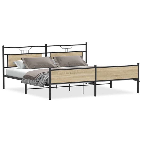 vidaXL Bedframe zonder matras metaal sonoma eikenkleurig 193x201 cm