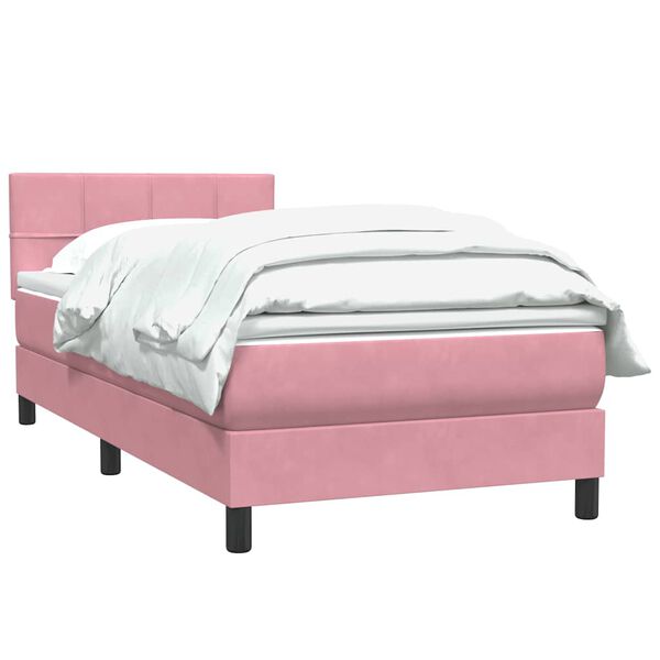vidaXL Boxspring met matras fluweel roze 90x210 cm