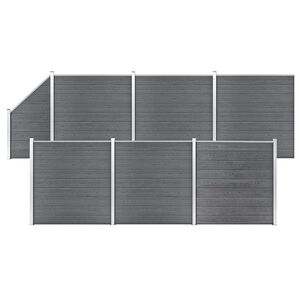 vidaXL Schuttingset 6 vierkant en 1 schuin 1138x186 cm HKC grijs
