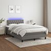 vidaXL Boxspring met matras en LED stof donkergrijs 120x190 cm