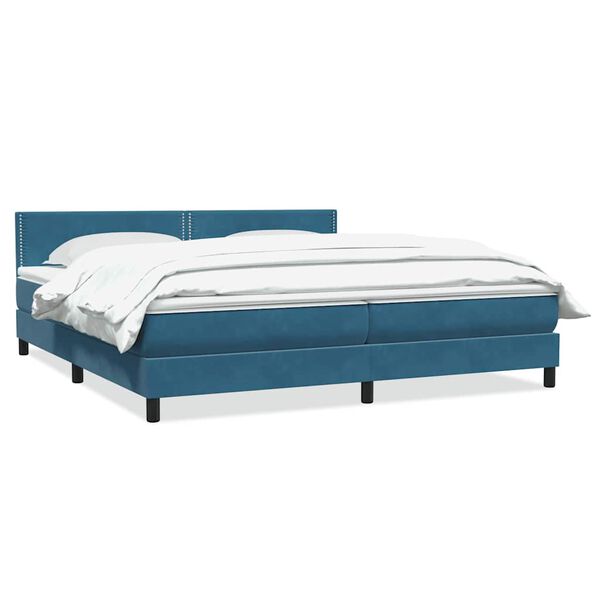 vidaXL Boxspring met matras fluweel donkerblauw 180x210 cm