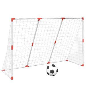 vidaXL Kindervoetbaldoel met ballen 2-in-1 184x64x124 cm wit