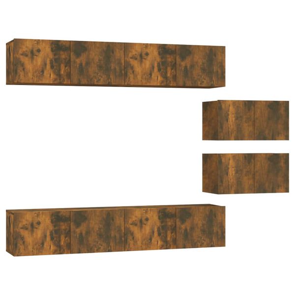 vidaXL 6-delige Tv-meubelset bewerkt hout gerookt eikenkleurig