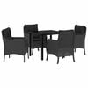 vidaXL Tuin eettafelset 5 st Zwart poly rattan