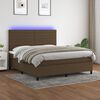 vidaXL Boxspring met matras en LED stof donkerbruin 180x200 cm