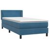 vidaXL Boxspring met matras fluweel donkerblauw 90x210 cm