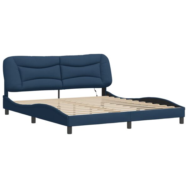 vidaXL Bedframe met LED zonder matras "Hvar" 180x200 cm stof blauw