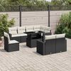 vidaXL 9-delige Loungeset met kussens poly rattan zwart