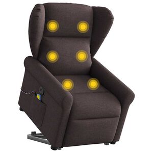 vidaXL Sta-op-massagestoel verstelbaar stof donkerbruin