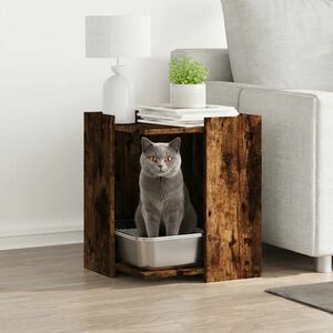 vidaXL Kattenbakkast 42x42x51 cm bewerkt hout gerookt eikenkleurig