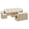 vidaXL 9-delige Loungeset met kussens poly rattan beige