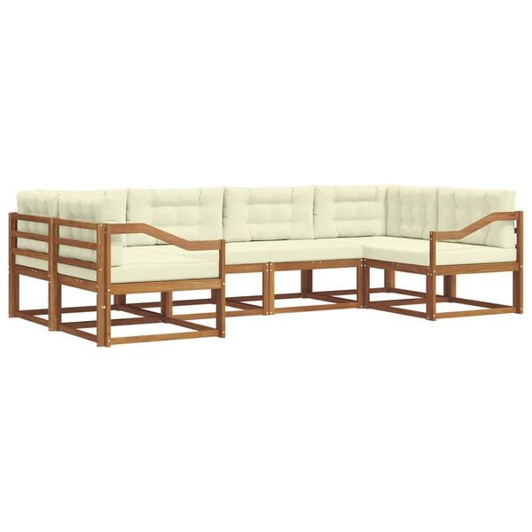 vidaXL Buiten bankenset met kussen 6 pcs Natuurlijk en Cr&egrave;me