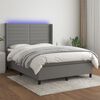 vidaXL Boxspring met matras en LED stof donkergrijs 140x190 cm