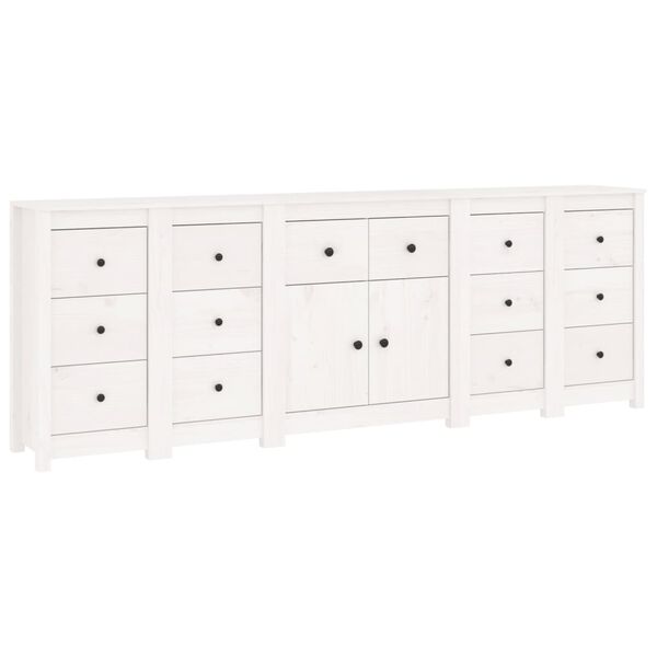 vidaXL Dressoir 230x35x80 cm massief grenenhout wit