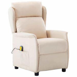 vidaXL Massagestoel Cr&egrave;me 93.5 x 67.5 x 101.5 cm Stof