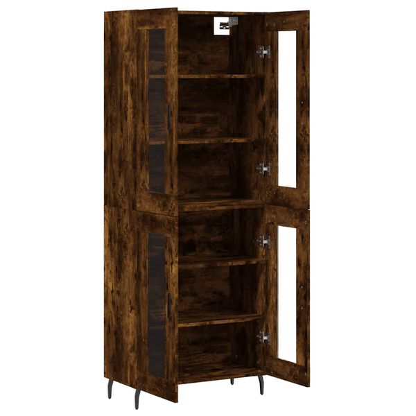 vidaXL Hoge kast 69,5x34x180 cm bewerkt hout gerookt eikenkleurig