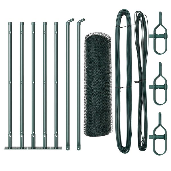 vidaXL Afrasteringspaal Groen 10 x 0,5 m (25 mm gaas) Staal en PVC