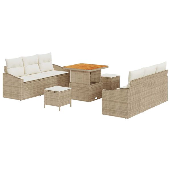 vidaXL Tuin Sofa Set met kussen met opslag 9 pcs Beige en Cr&egrave;me