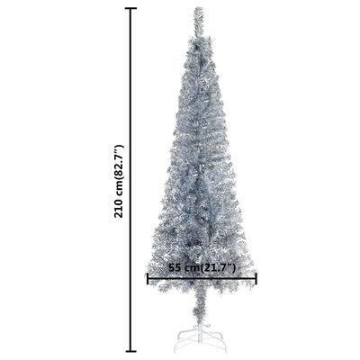 vidaXL Kerstboom met LED's smal 210 cm zilverkleurig