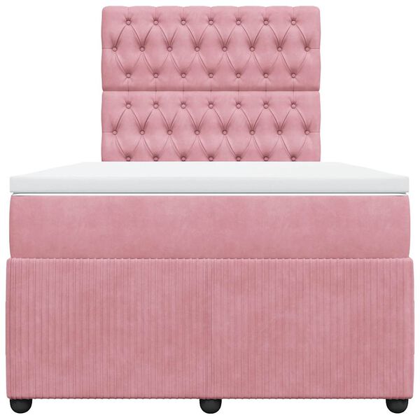 vidaXL Boxspring met matras fluweel roze 120x190 cm