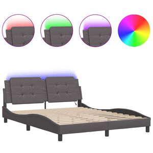 vidaXL Bedframe met LED zonder matras "Zadar" grijs 160x200 cm