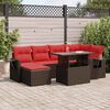 vidaXL 7-delige Loungeset met kussens poly rattan acacia bruin