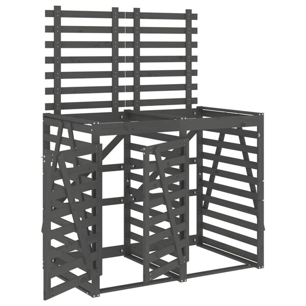 vidaXL Containerberging dubbel massief grenenhout grijs
