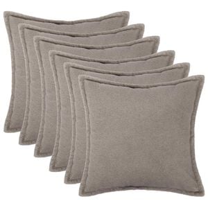 vidaXL Kussensloop 6 pcs HOUTEN Lichtgrijs 30 x 30 cm Boucl&eacute;